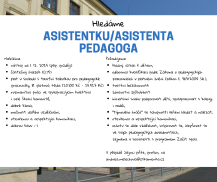 Hledáme asistentku/asistenta pedagoga