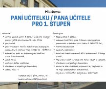 Hledáme paní učitelku / pana učitele pro 1. stupeň